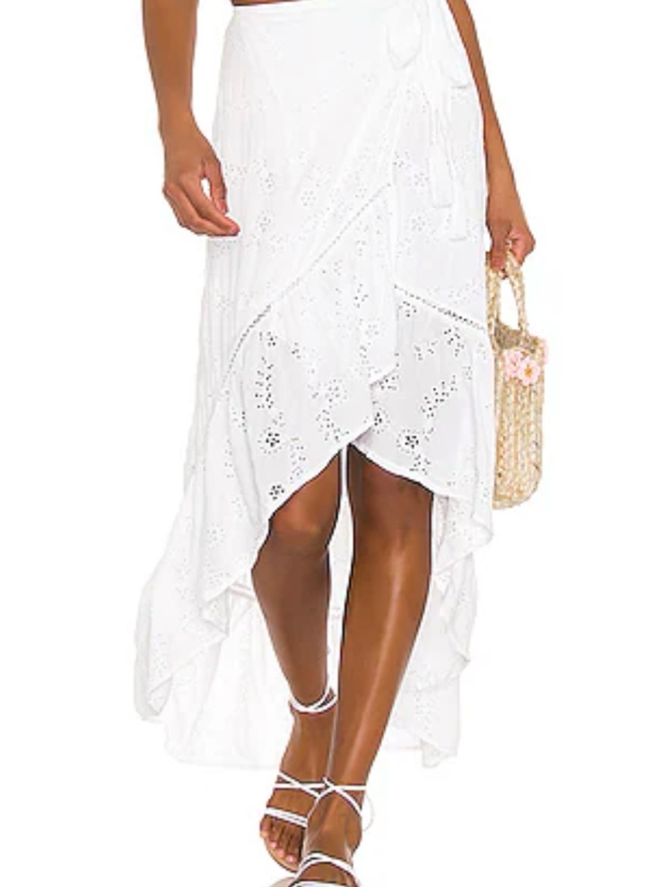 Young Fabulous & Broke Elena White High-Low Eyelet Skirt